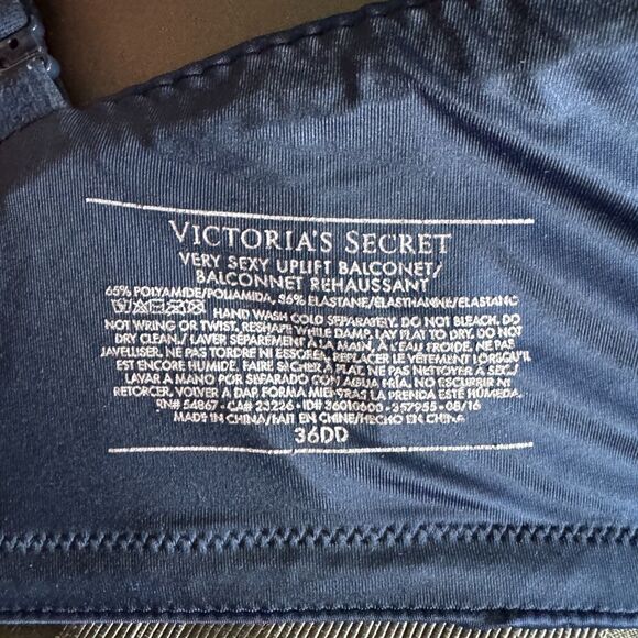 VICTORIA'S SECRET Blue Very Sexy Uplift Balconet Push Up Bra Size 36DD - Picture 5 of 5